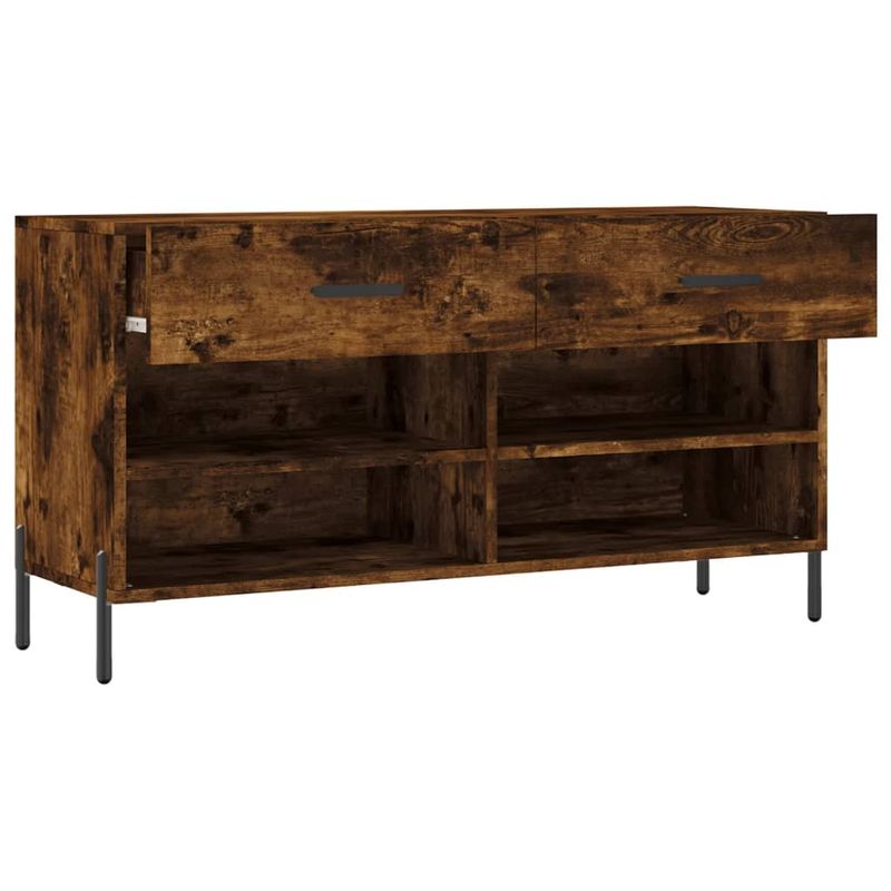 Casa si Gradina - Mobilier - Organizare si depozitare - Organizator incaltaminte - Banca de pantofi, stejar fumuriu, 102x35x55 cm, lemn prelucrat - Infinity.ro
