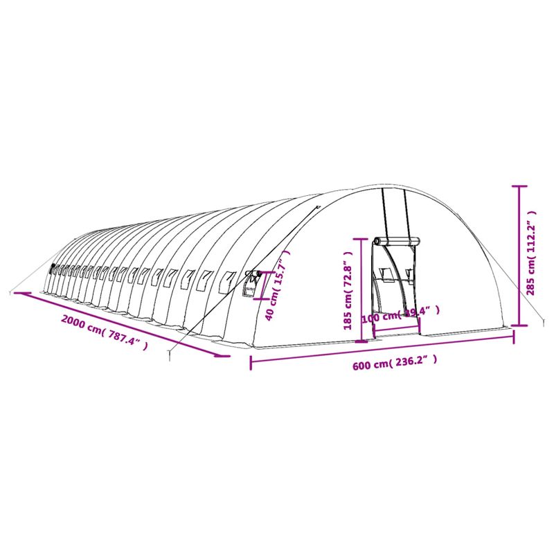 Casa si Gradina - Gradinarit si plante - Sere si solarii - Sera cu cadru din otel, verde, 120 m², 20x6x2,85 m - Infinity.ro