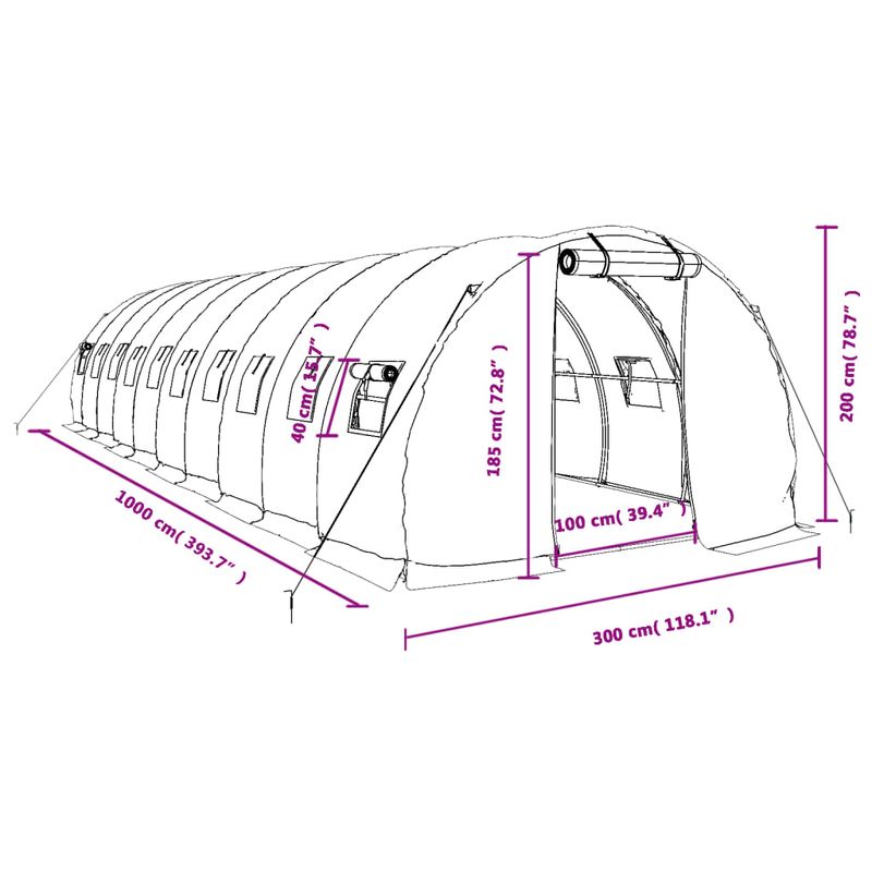 Casa si Gradina - Gradinarit si plante - Sere si solarii - Sera cu cadru din otel, verde, 30 m², 10x3x2 m - Infinity.ro