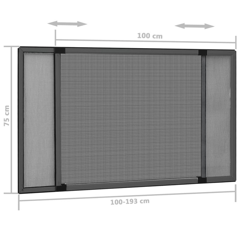 Casa si Gradina - Textile si covoare - Perdele si draperii - Perdele - Plasa insecte extensibila ferestre, antracit, (100-193)x75 cm - Infinity.ro