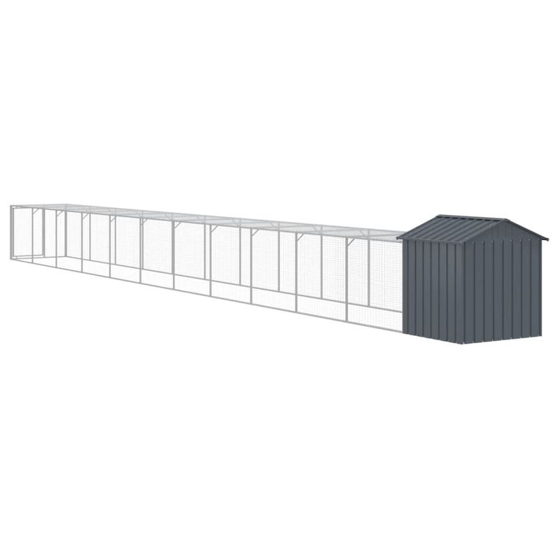 Petshop - Accesorii petshop - Culcusuri si custi - Custi interior si exterior - Cotet de pui cu incinta antracit 117x1221x123cm otel galvanizat - Infinity.ro