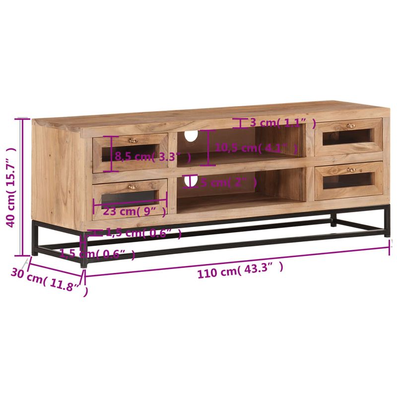 Casa si Gradina - Mobilier - Comode si corpuri - Comode - Comoda TV, 110x30x40 cm, lemn masiv de acacia - Infinity.ro