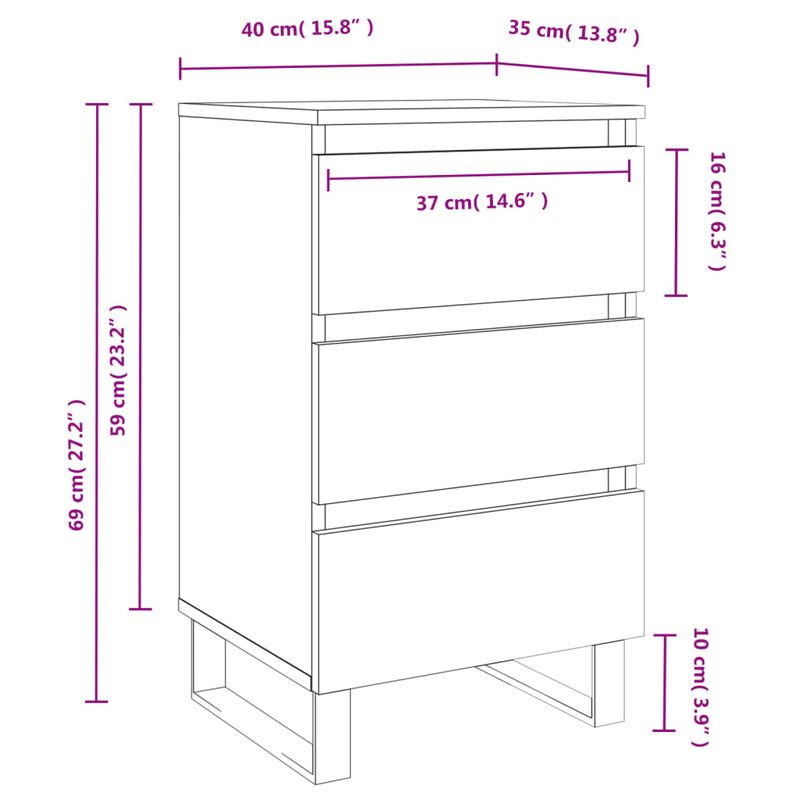 Casa si Gradina - Mobilier - Comode si corpuri - Noptiere - Noptiere, 2 buc., gri sonoma, 40x35x69 cm, lemn compozit - Infinity.ro