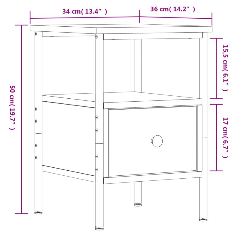 Casa si Gradina - Mobilier - Comode si corpuri - Noptiere - Noptiera, gri sonoma, 34x36x50 cm, lemn compozit - Infinity.ro