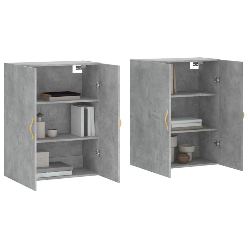 Casa si Gradina - Mobilier - Comode si corpuri - Comode - Dulap cu montaj pe perete, 2 buc, gri beton, 69,5x34x90 cm, model auriu model frunză - Infinity.ro