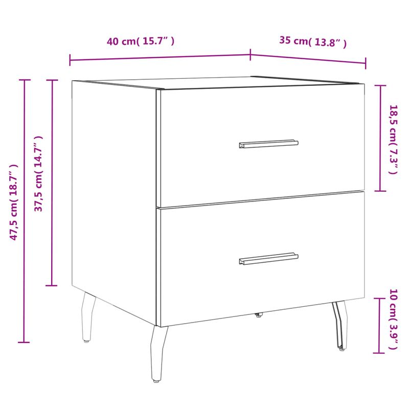 Casa si Gradina - Mobilier - Comode si corpuri - Noptiere - Noptiera, alb, 40x35x47,5 cm, lemn compozit - Infinity.ro