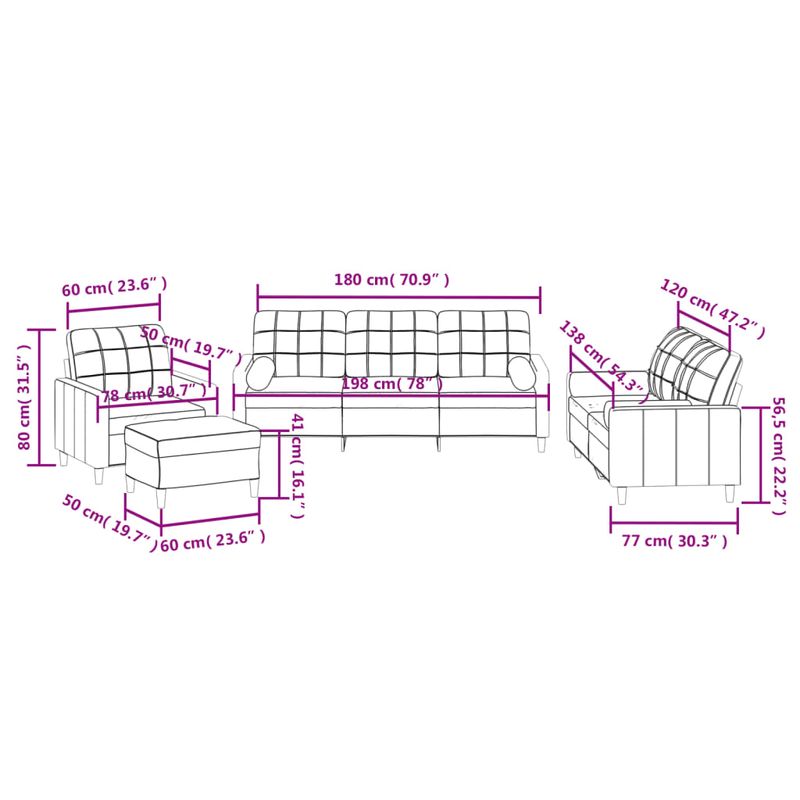 Casa si Gradina - Mobilier - Seturi de mobilier - Seturi living - Set de canapele cu perne, 4 piese, negru, material textil - Infinity.ro