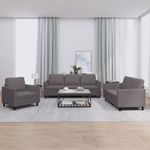 Casa si Gradina - Mobilier - Seturi de mobilier - Seturi living - Set de canapele cu perne, 3 piese, gri, piele ecologica - Infinity.ro