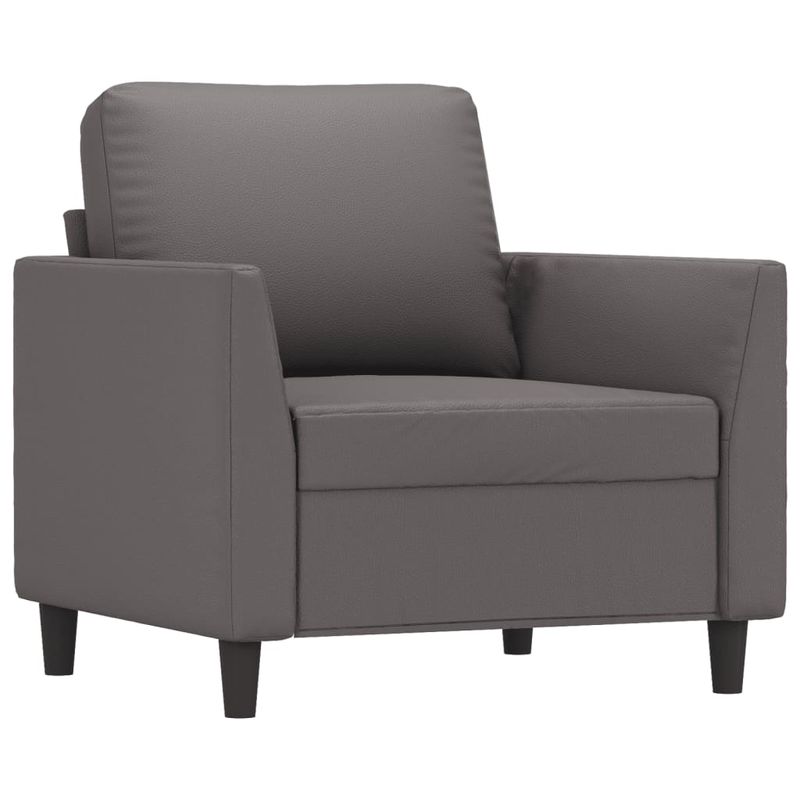 Casa si Gradina - Mobilier - Seturi de mobilier - Seturi living - Set de canapele cu perne, 3 piese, gri, piele ecologica - Infinity.ro