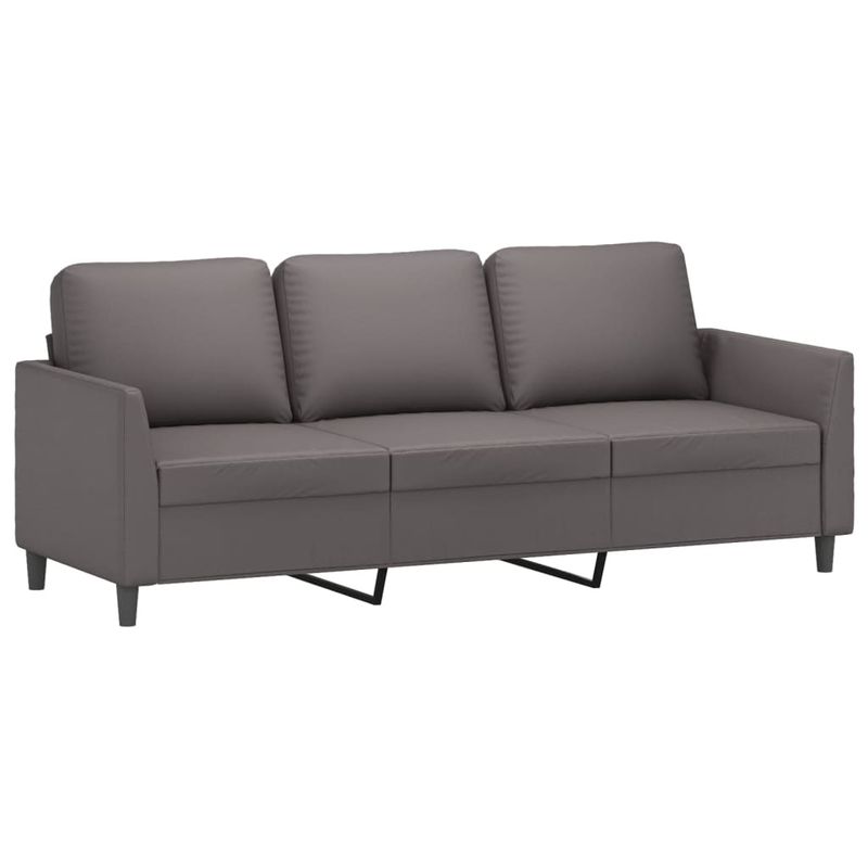 Casa si Gradina - Mobilier - Seturi de mobilier - Seturi living - Set de canapele cu perne, 3 piese, gri, piele ecologica - Infinity.ro