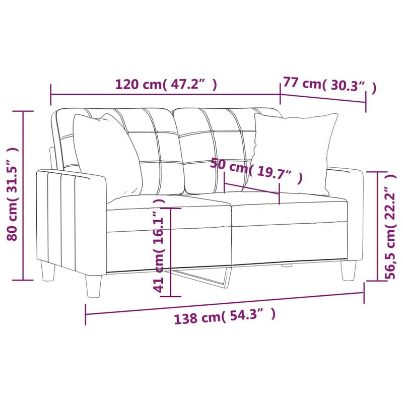 Casa si Gradina - Mobilier - Canapele si coltare - Canapele - Canapea cu 2 locuri cu pernute, cappuccino, 120 cm, piele eco. - Infinity.ro