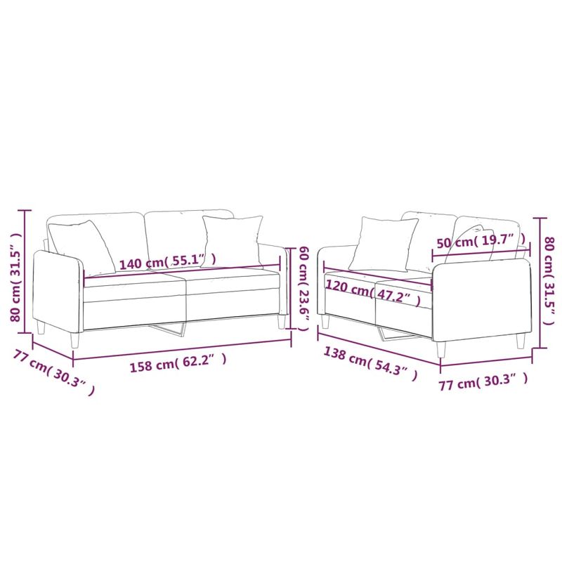 Casa si Gradina - Mobilier - Seturi de mobilier - Seturi living - Set de canapele cu perne, 2 piese, gri taupe, textil - Infinity.ro