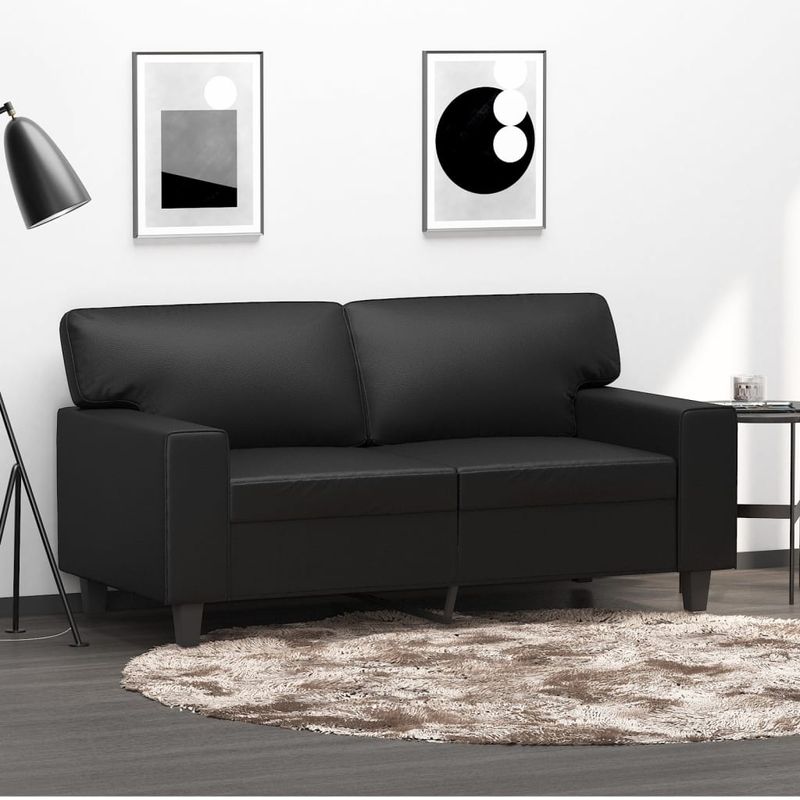 Casa si Gradina - Mobilier - Canapele si coltare - Canapele - Canapea cu 2 locuri, negru, 120 cm, piele ecologica - Infinity.ro