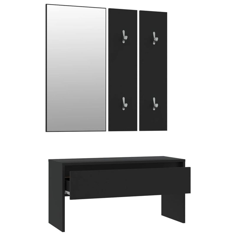 Casa si Gradina - Mobilier - Organizare si depozitare - Bancute - Set de mobilier pentru hol, negru, lemn prelucrat - Infinity.ro