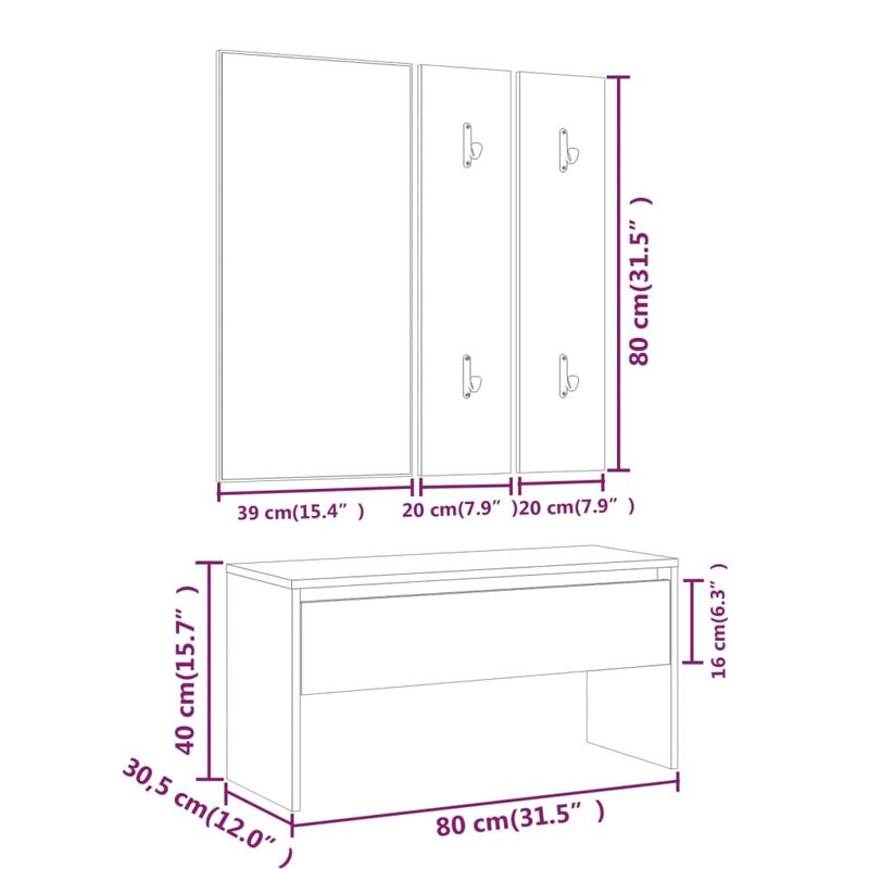 Casa si Gradina - Mobilier - Organizare si depozitare - Bancute - Set de mobilier pentru hol, negru, lemn prelucrat - Infinity.ro