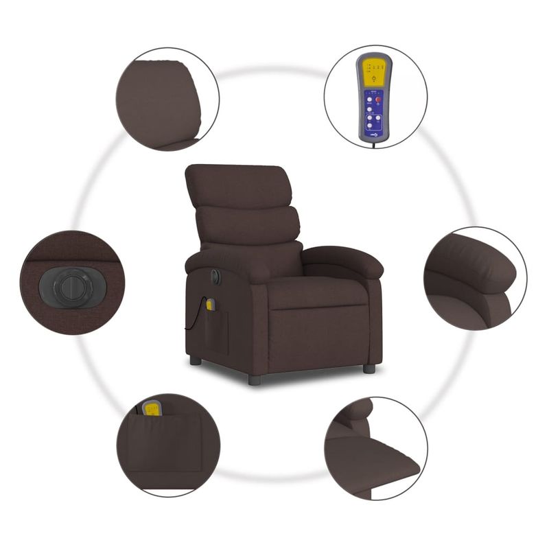Ingrijire personala si Cosmetice - Sanatate si wellness - Articole wellness - Fotolii de masaj - Fotoliu electric de masaj rabatabil, maro inchis, textil - Infinity.ro