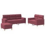 Casa si Gradina - Mobilier - Seturi de mobilier - Seturi living - Set canapea cu perne, 3 piese, rosu vin, material textil - Infinity.ro