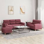 Casa si Gradina - Mobilier - Seturi de mobilier - Seturi living - Set canapea cu perne, 3 piese, rosu vin, material textil - Infinity.ro