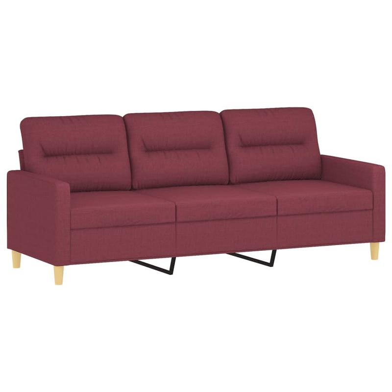 Casa si Gradina - Mobilier - Seturi de mobilier - Seturi living - Set canapea cu perne, 3 piese, rosu vin, material textil - Infinity.ro