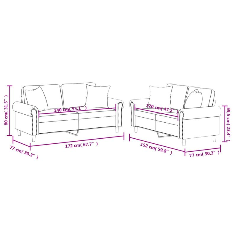 Casa si Gradina - Mobilier - Seturi de mobilier - Seturi living - Set de canapele cu perne, 2 piese, crem, piele ecologica - Infinity.ro