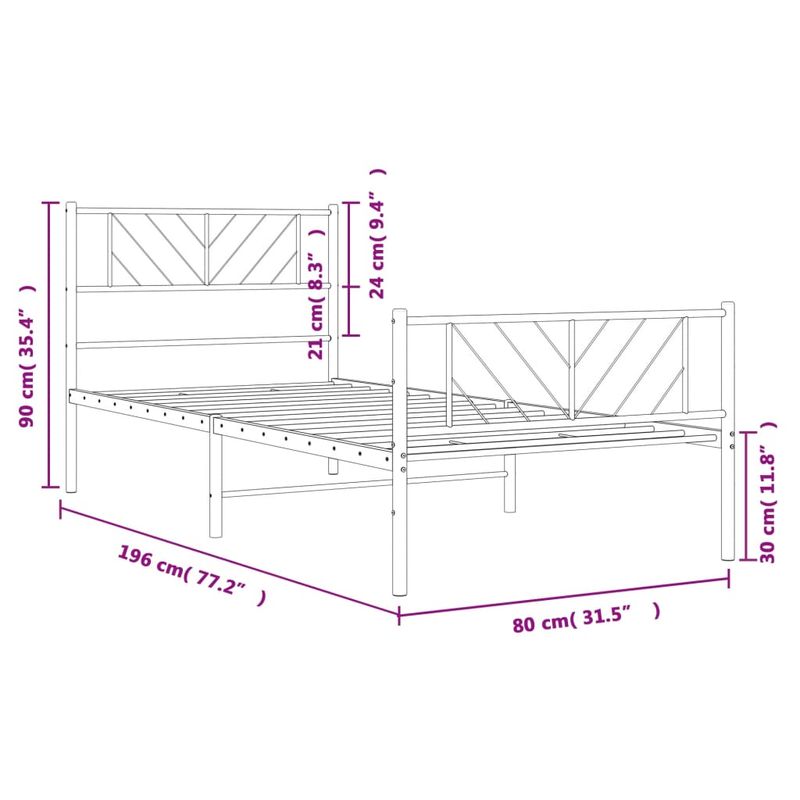 Casa si Gradina - Mobilier - Paturi si accesorii - Paturi - Cadru pat metalic cu tablii de cap/picioare, negru, 75x190 cm - Infinity.ro