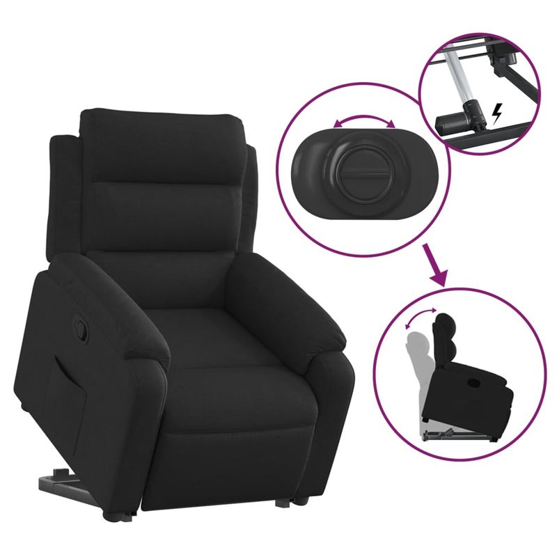 Casa si Gradina - Mobilier - Scaune si fotolii - Fotolii - Fotoliu rabatabil cu ridicare pe verticala, negru, textil - Infinity.ro
