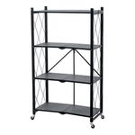 Casa si Gradina - Mobilier - Biblioteci si rafturi - Rafturi - Raft depozitare, MagicHome, metalic, pliabil, pe roti, 4 polite, negru, max 200 Kg, 72 x 34 x 127 cm - Infinity.ro