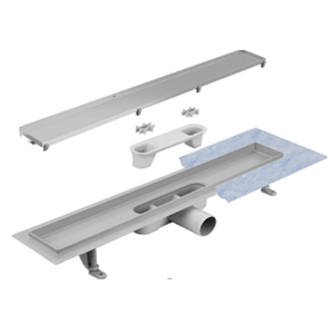 Rigola dus pardoseala, Techman Quadro, Lungime 70 cm, reversibila, grila faiantabila, cuva inox AISI304