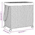Market - Spalare si intretinere rufe - Uscatoare de rufe si accesorii - Cos de rufe cu roti, maro inchis, 60x35x60,5 cm, ratan - Infinity.ro