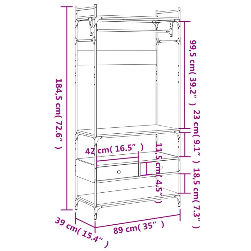 Casa si Gradina - Mobilier - Dulapuri si sifoniere - Sifoniere - Sifonier cu sertare stejar sonoma 89x39x184,5 cm lemn compozit - Infinity.ro
