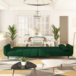 Casa si Gradina - Mobilier - Canapele si coltare - Canapele - Canapea extensibila cu 2 locuri, 2 perne, verde inchis, catifea - Infinity.ro
