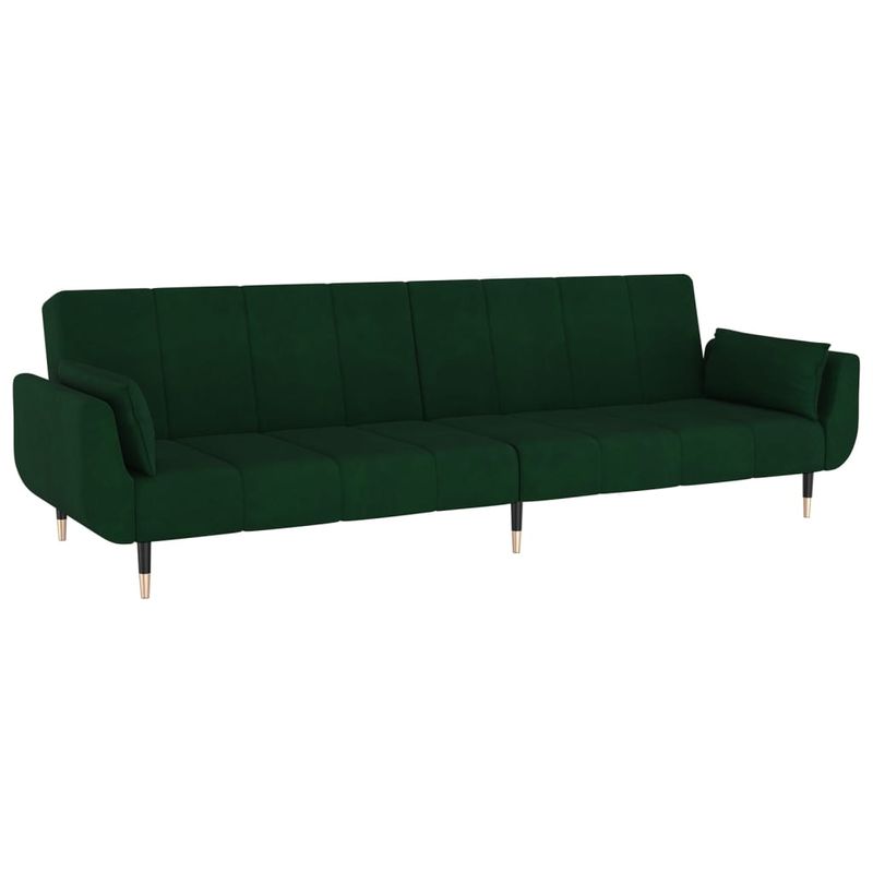 Casa si Gradina - Mobilier - Canapele si coltare - Canapele - Canapea extensibila cu 2 locuri, 2 perne, verde inchis, catifea - Infinity.ro