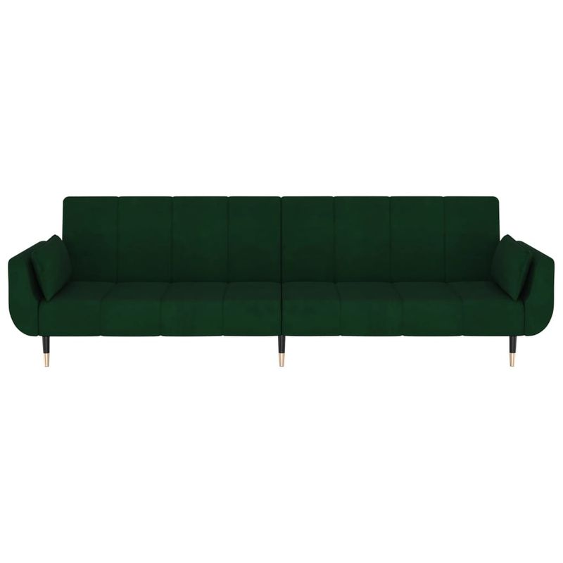 Casa si Gradina - Mobilier - Canapele si coltare - Canapele - Canapea extensibila cu 2 locuri, 2 perne, verde inchis, catifea - Infinity.ro