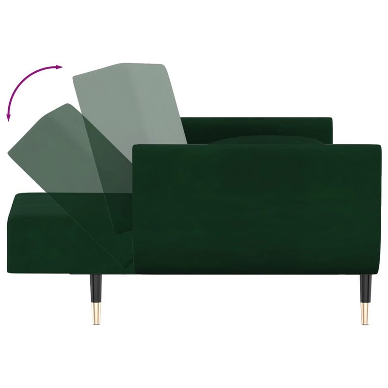 Casa si Gradina - Mobilier - Canapele si coltare - Canapele - Canapea extensibila cu 2 locuri, 2 perne, verde inchis, catifea - Infinity.ro