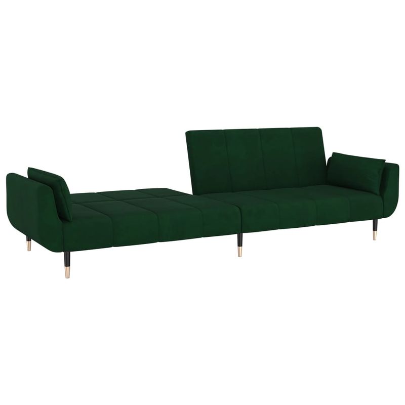 Casa si Gradina - Mobilier - Canapele si coltare - Canapele - Canapea extensibila cu 2 locuri, 2 perne, verde inchis, catifea - Infinity.ro