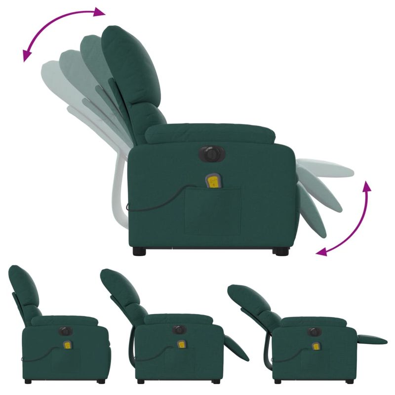 Ingrijire personala si Cosmetice - Sanatate si wellness - Articole wellness - Fotolii de masaj - Fotoliu electric masaj rabatabil / ridicare verde inchis textil - Infinity.ro