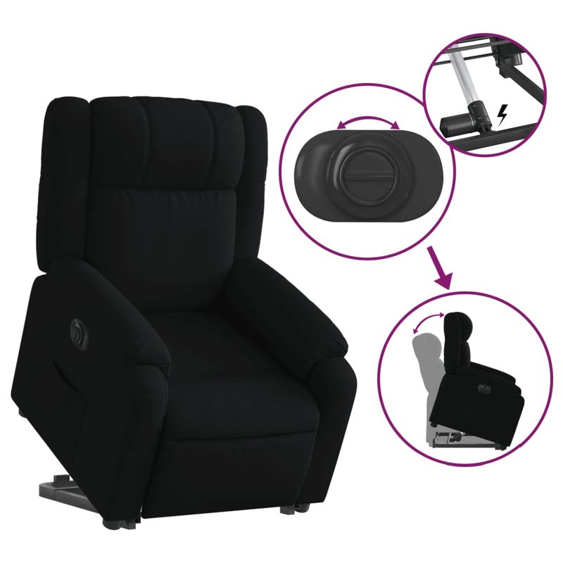 Casa si Gradina - Mobilier - Scaune si fotolii - Fotolii - Fotoliu electric rabatabil cu ridicare, negru, textil - Infinity.ro