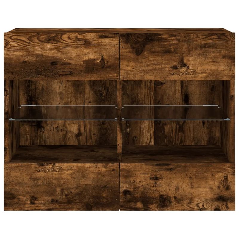 Casa si Gradina - Mobilier - Comode si corpuri - Comode - Comoda TV de perete cu LED, stejar fumuriu, 78,5x30x60,5 cm - Infinity.ro