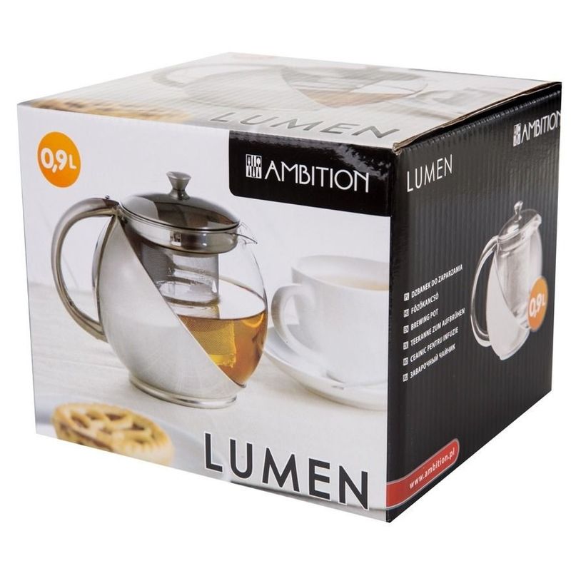 Casa si Gradina - Bucatarie si vesela - Vase pentru gatit - Ceainice si infuzoare - Ceainic sticla cu infuzor inox 0.9 L, AMBITION Lumen - Infinity.ro