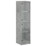 Casa si Gradina - Mobilier - Comode si corpuri - Comode - Dulap cu usi din sticla, gri beton, 35x37x142 cm - Infinity.ro
