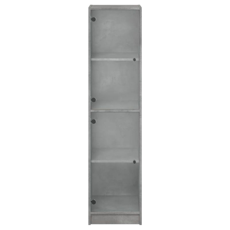 Casa si Gradina - Mobilier - Comode si corpuri - Comode - Dulap cu usi din sticla, gri beton, 35x37x142 cm - Infinity.ro