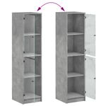 Casa si Gradina - Mobilier - Comode si corpuri - Comode - Dulap cu usi din sticla, gri beton, 35x37x142 cm - Infinity.ro