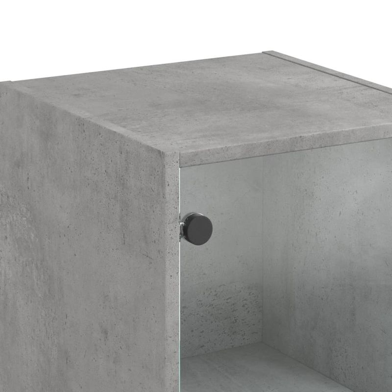 Casa si Gradina - Mobilier - Comode si corpuri - Comode - Dulap cu usi din sticla, gri beton, 35x37x142 cm - Infinity.ro