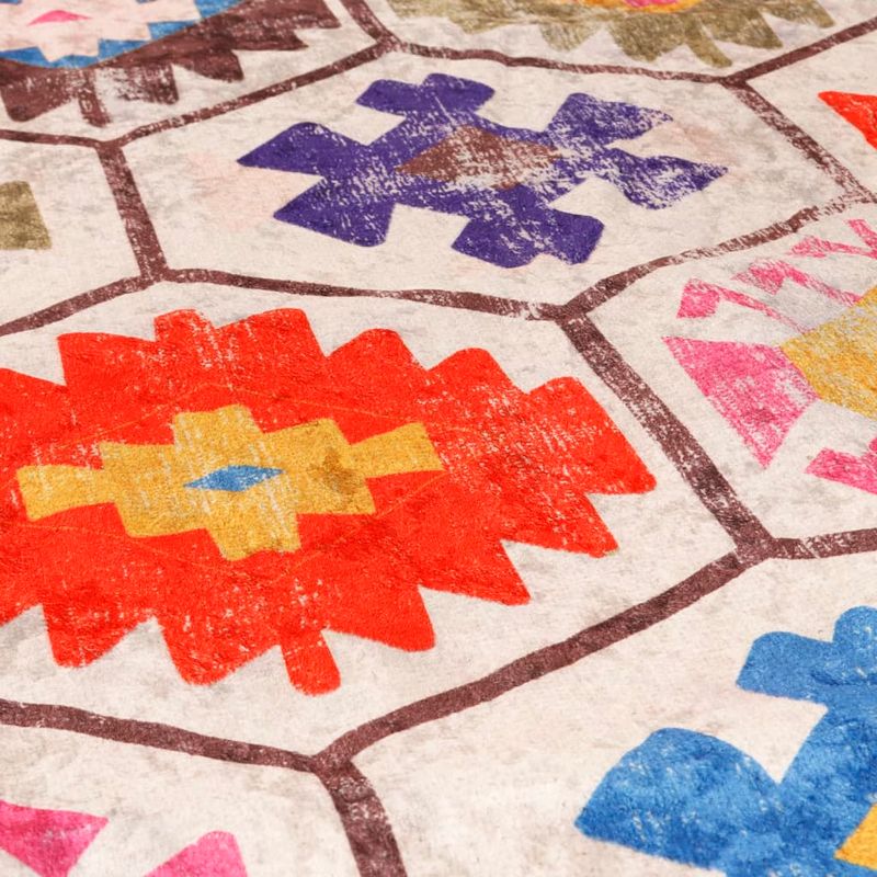 Casa si Gradina - Textile si covoare - Covoare - Covoare casa - Covor lavabil, multicolor, 80x150 cm, anti-alunecare, albastru și alb - Infinity.ro