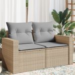 Casa si Gradina - Gradina si terasa - Mobilier exterior - Canapele si fotolii gradina - Canapea de gradina cu perne, 2 locuri, bej, poliratan - Infinity.ro