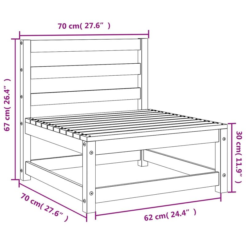 Casa si Gradina - Gradina si terasa - Mobilier exterior - Canapele si fotolii gradina - Canapele gradina fara cotiere 3 buc. 70x70x67cm lemn pin tratat - Infinity.ro