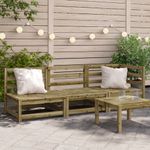 Casa si Gradina - Gradina si terasa - Mobilier exterior - Canapele si fotolii gradina - Canapea de gradina cu 3 locuri, lemn de pin tratat, model colț + 2x scaun - Infinity.ro