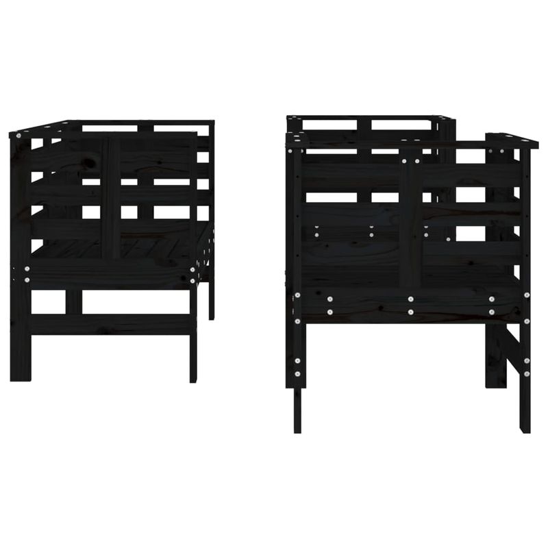 Casa si Gradina - Gradina si terasa - Mobilier exterior - Seturi mobila gradina - Set mobilier de gradina, 3 piese, negru, lemn masiv pin - Infinity.ro