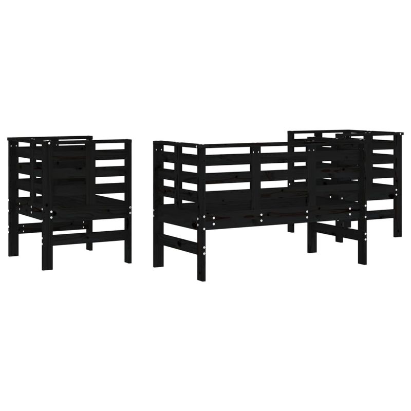 Casa si Gradina - Gradina si terasa - Mobilier exterior - Seturi mobila gradina - Set mobilier de gradina, 3 piese, negru, lemn masiv pin - Infinity.ro