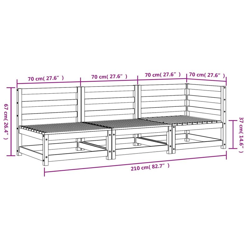 Casa si Gradina - Gradina si terasa - Mobilier exterior - Canapele si fotolii gradina - Canapea de gradina cu 3 locuri, lemn de pin tratat, model colț + 2x scaun - Infinity.ro